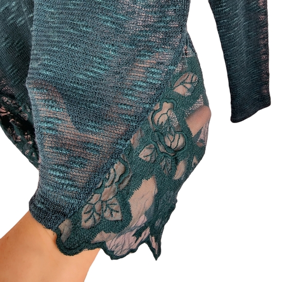 Jessica simpson blue/green knit and lace top - Picture 3 of 5